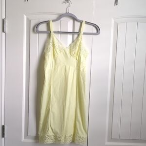 Vintage Movie Star Brand Yellow Lace Trim Chemise